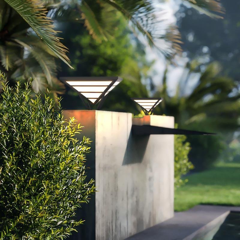 Geometric Aluminum LED Pillar Light for Modern Gateways