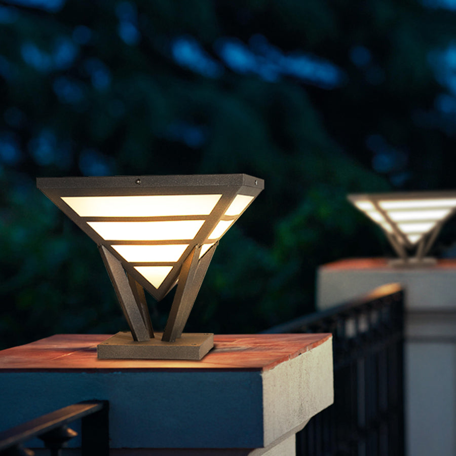 Geometric Aluminum LED Pillar Light for Modern Gateways