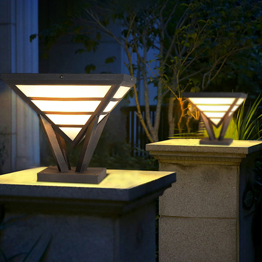 Geometric Aluminum LED Pillar Light for Modern Gateways