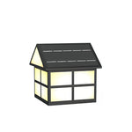 House-Shaped Outdoor Pillar Light in Black Stainless Steel