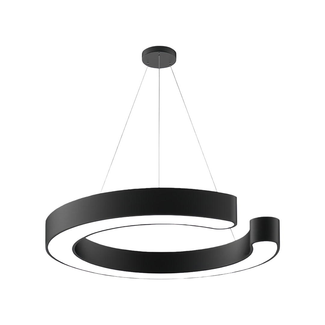 Geometric LED Pendant Light in Matte Black with Frosted Acrylic Shade