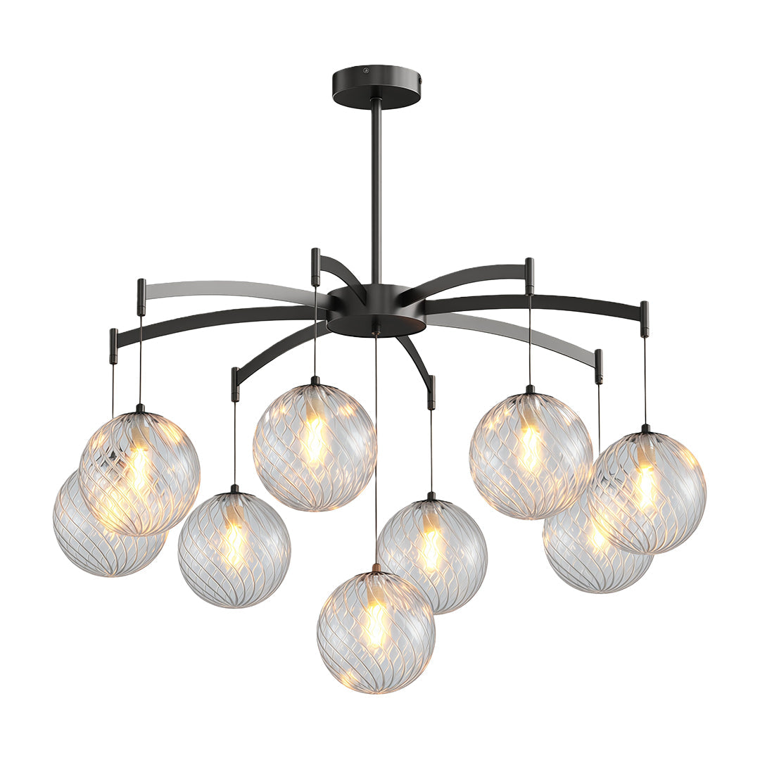 Lumière Moderne Glass Ball Chandelier in Brass, Nickel, or Black