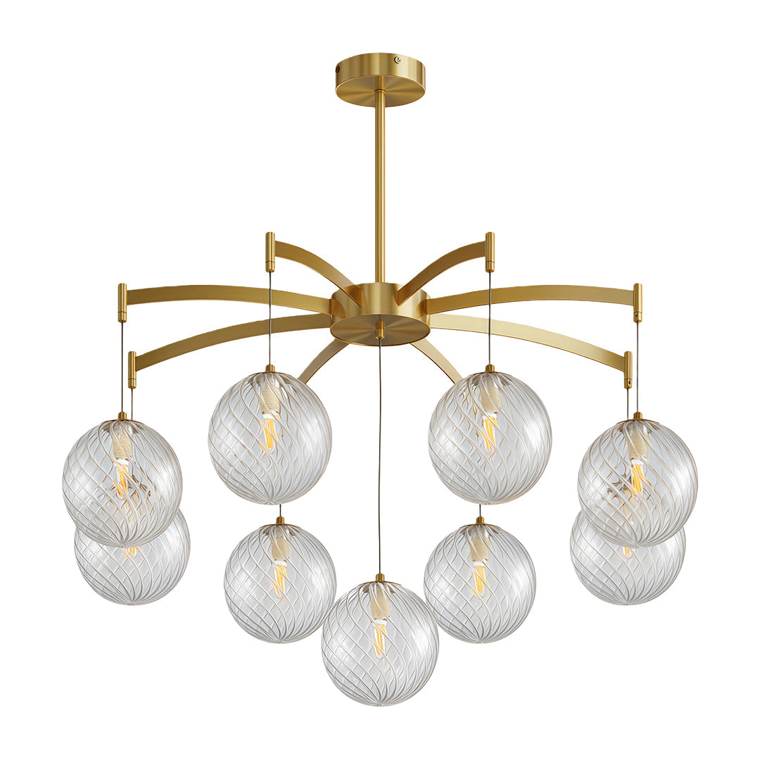 Lumière Moderne Glass Ball Chandelier in Brass, Nickel, or Black