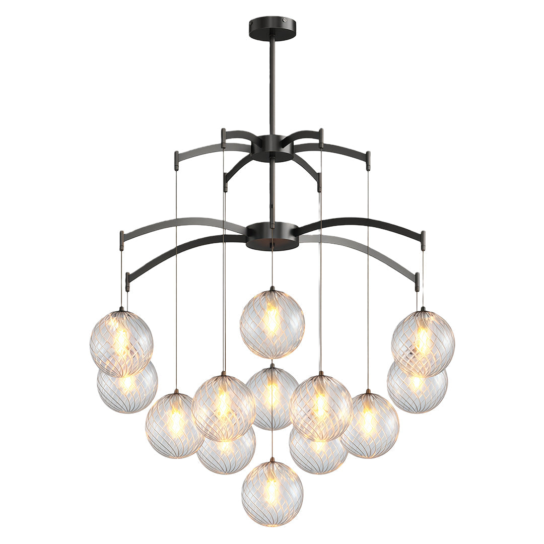 Lumière Moderne Glass Ball Chandelier in Brass, Nickel, or Black
