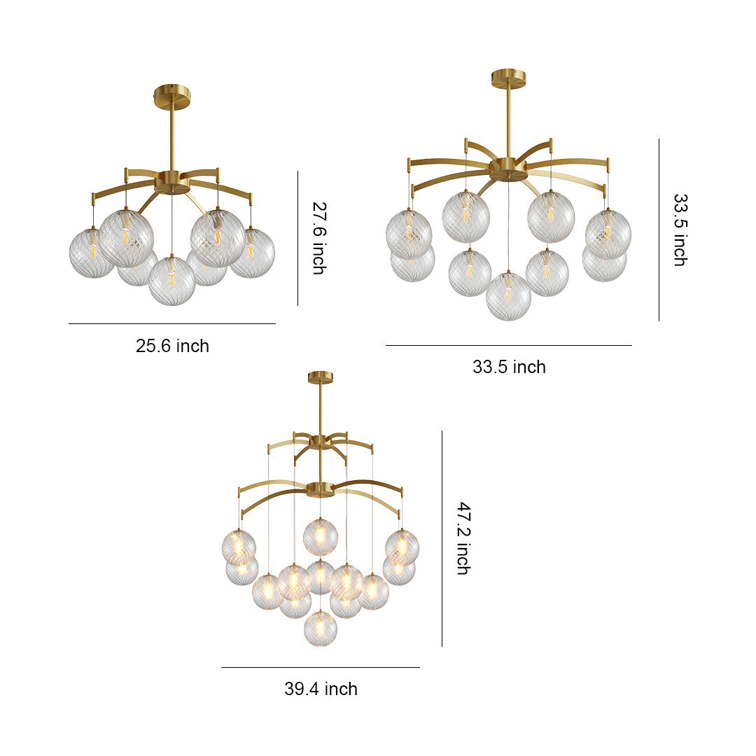 Lumière Moderne Glass Ball Chandelier in Brass, Nickel, or Black