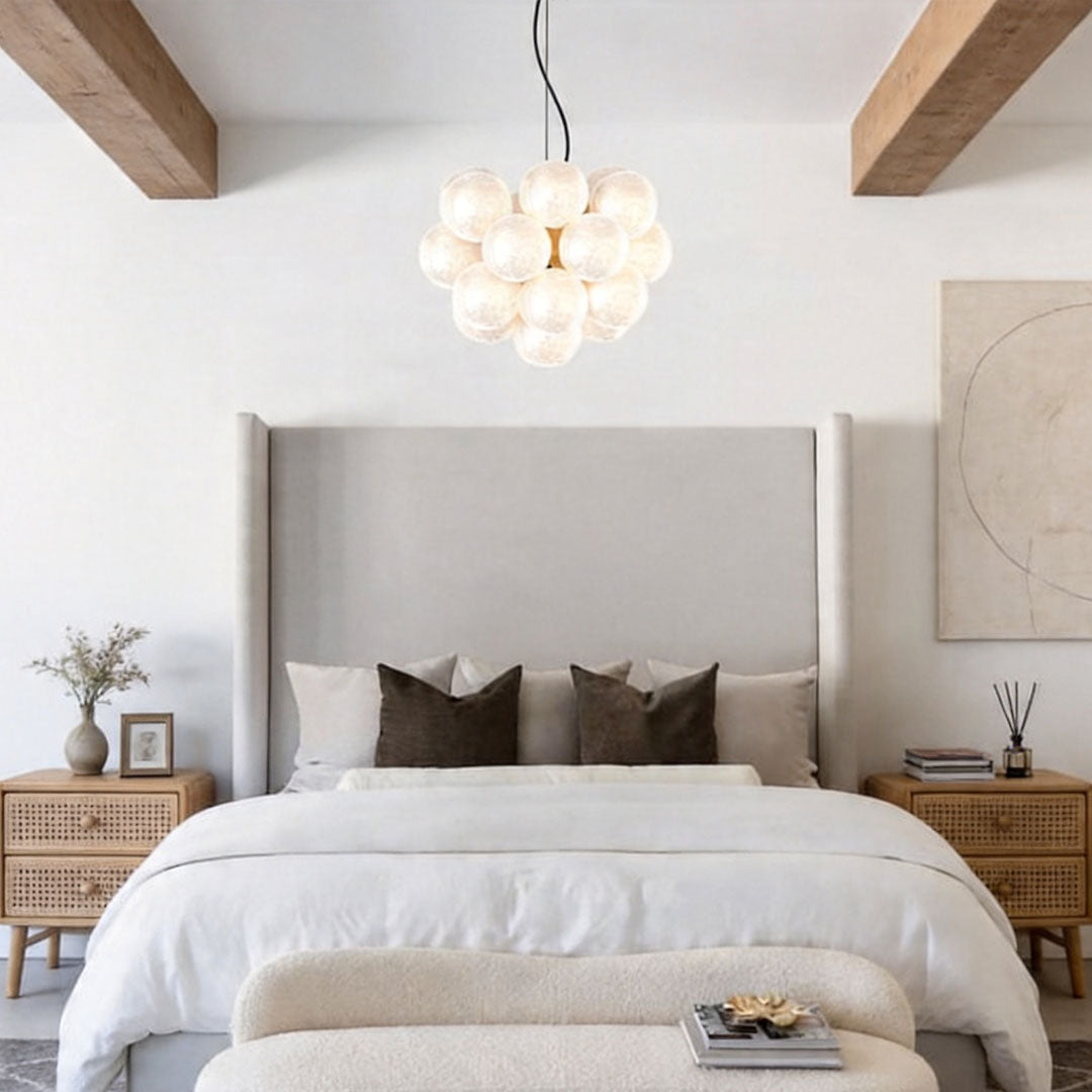 Aurelia Glass Bubble Chandelier, Modern Multi-Head LED Ceiling Light