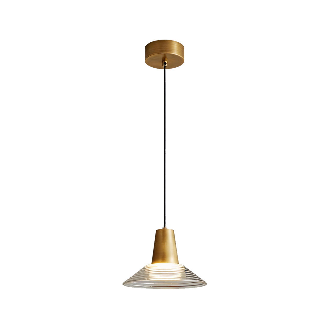 Aurora Glass Cone Pendant Light in Gold Brass, Nordic Minimalist Ceiling Lamp