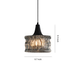Italian Minimalist Glass Drum Pendant Light in Copper Black