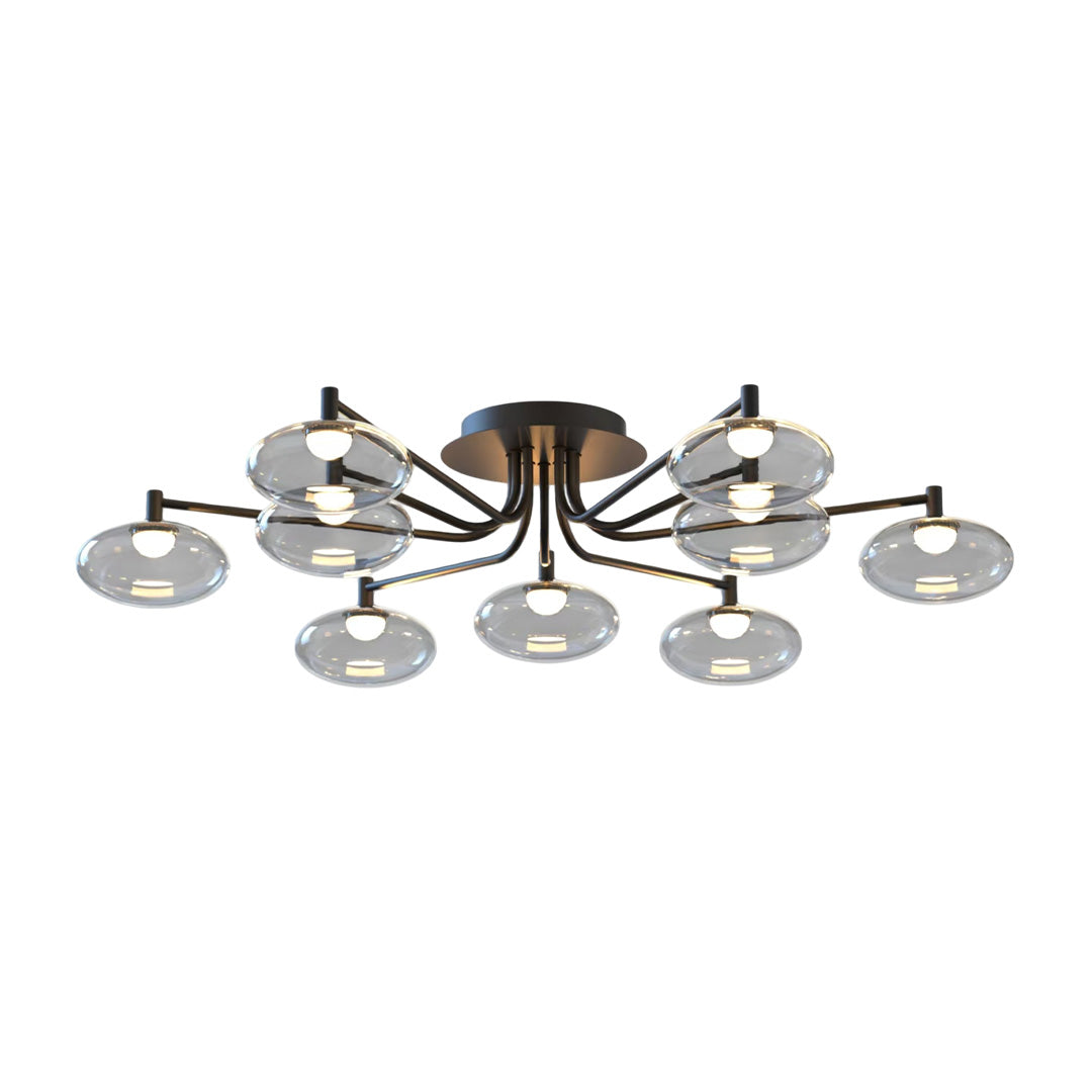 Lumina Glass Flush Mount Ceiling Light — Modern LED Fixture in Black