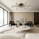 Lumina Glass Flush Mount Ceiling Light — Modern LED Fixture in Black