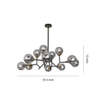 Aurelia Twelve-Light Glass Globe Chandelier in Black Iron