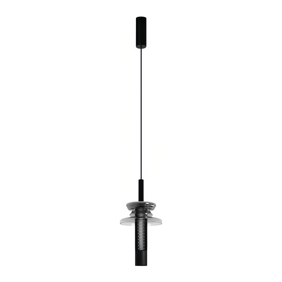 Minimalist Glass Pendant Light with Black Metal Frame