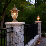 European Glass Pillar Light in Solid Copper for Outdoor Entryways
