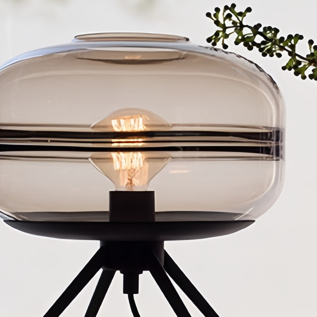 Nordic Glass Table Lamp with Four-Legged Iron Base for Modern Interiors