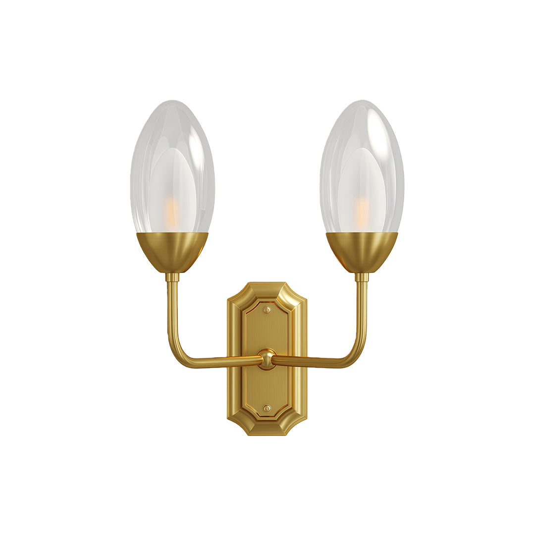 Luxury Dual Head Glass Wall Sconce in Solid Copper