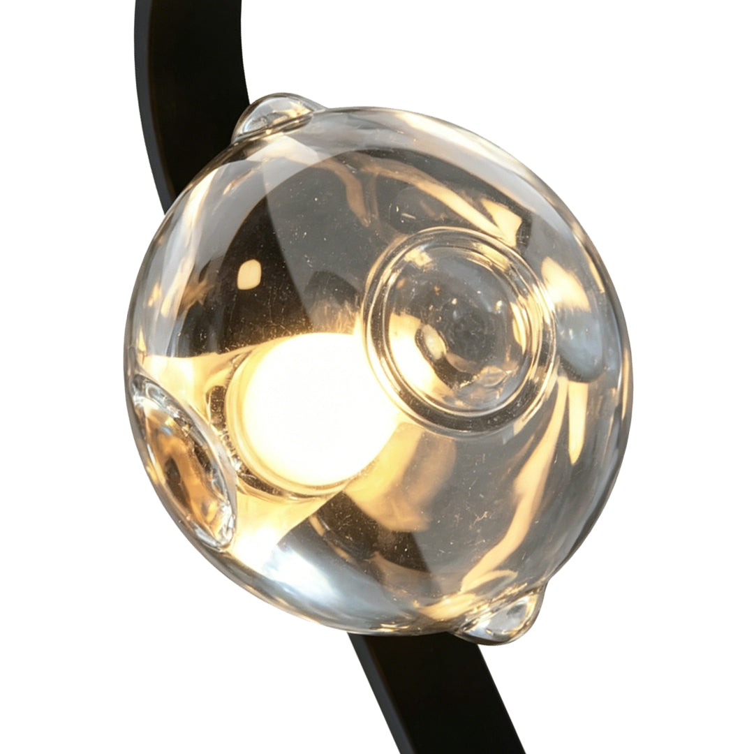 Modern Glass Wall Sconce with Black Iron Frame, Smoke Gray Shade, Dimmable LED