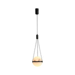 Italian Marble Globe Pendant Light in Polished Copper