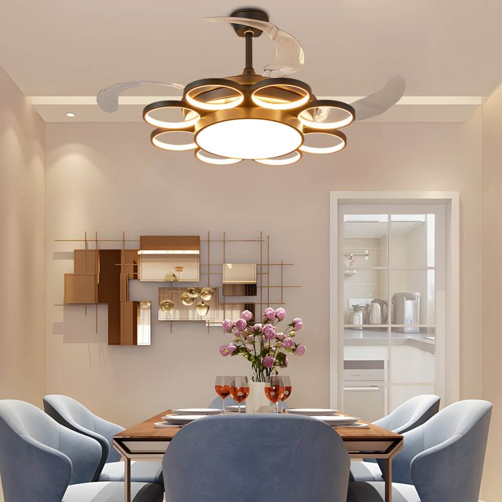 Lumina Gold Ceiling Fan with Integrated LED Light – Modern Nordic Designer Fan