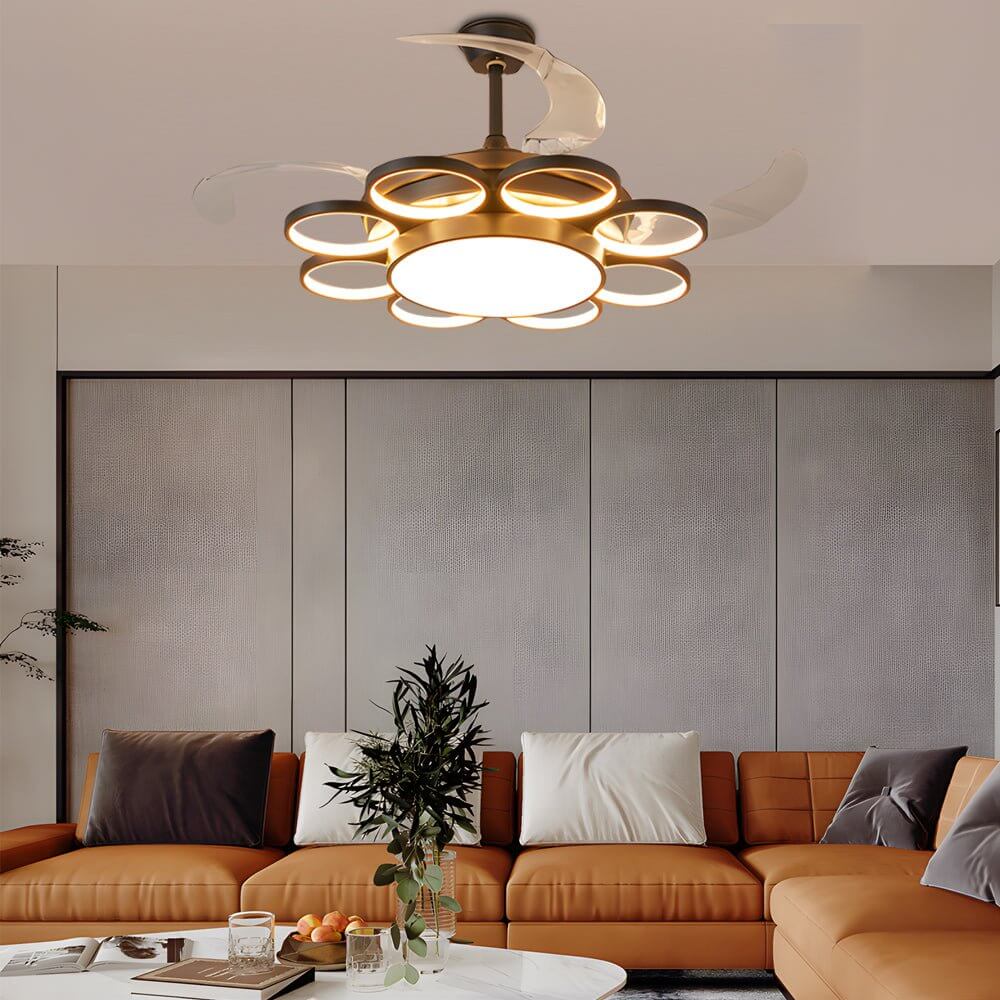 Lumina Gold Ceiling Fan with Integrated LED Light – Modern Nordic Designer Fan