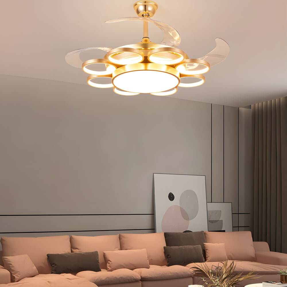 Lumina Gold Ceiling Fan with Integrated LED Light – Modern Nordic Designer Fan