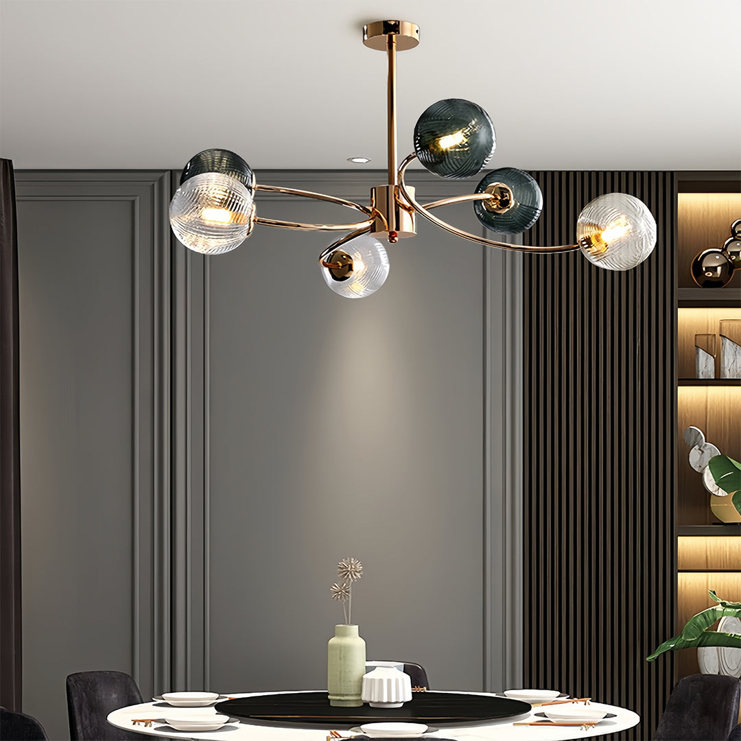 Aurelia Six-Light Clear Glass Flush Mount Ceiling Light in Champagne Gold