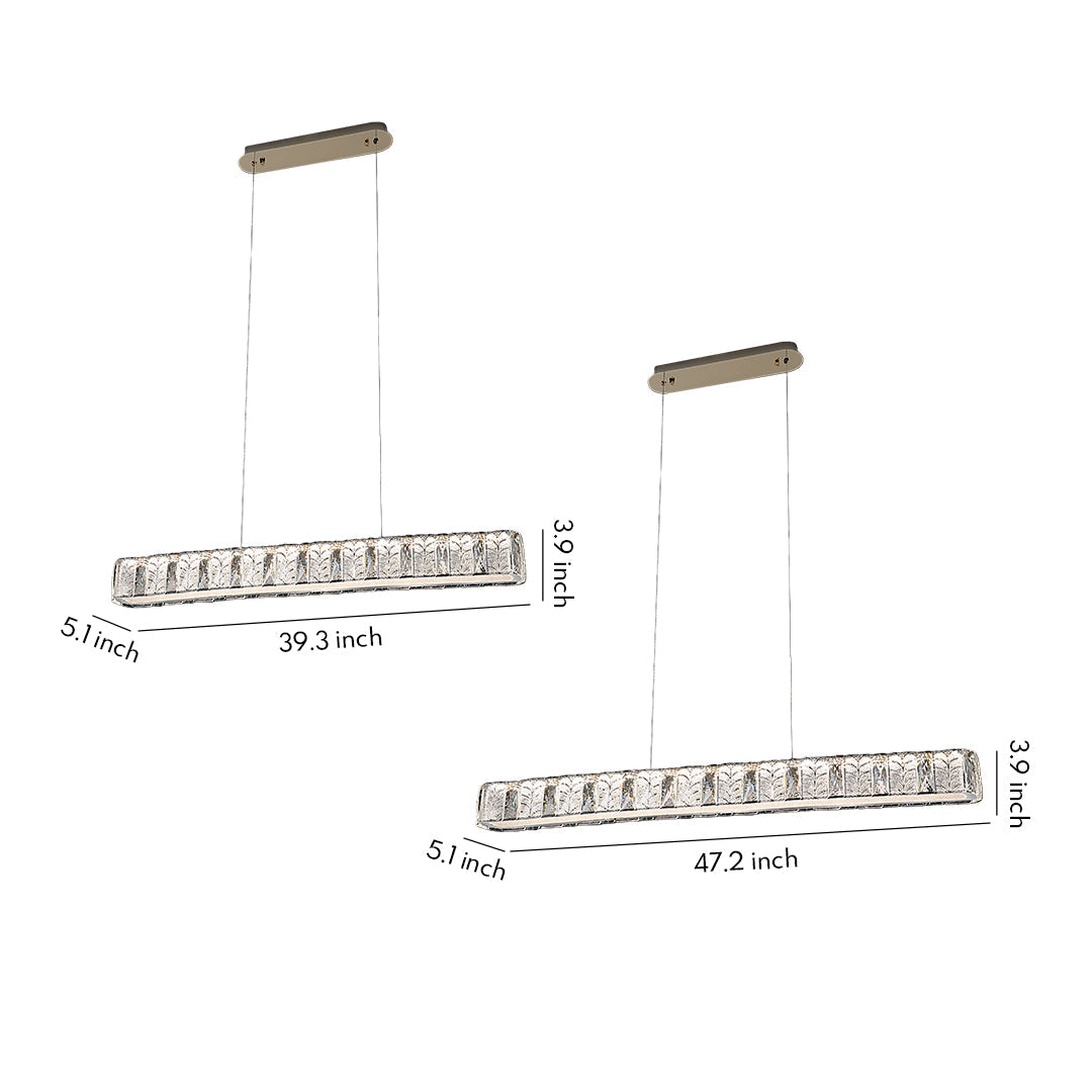 Linear Gold LED Pendant Light with Crystal Accents for Modern Interiors