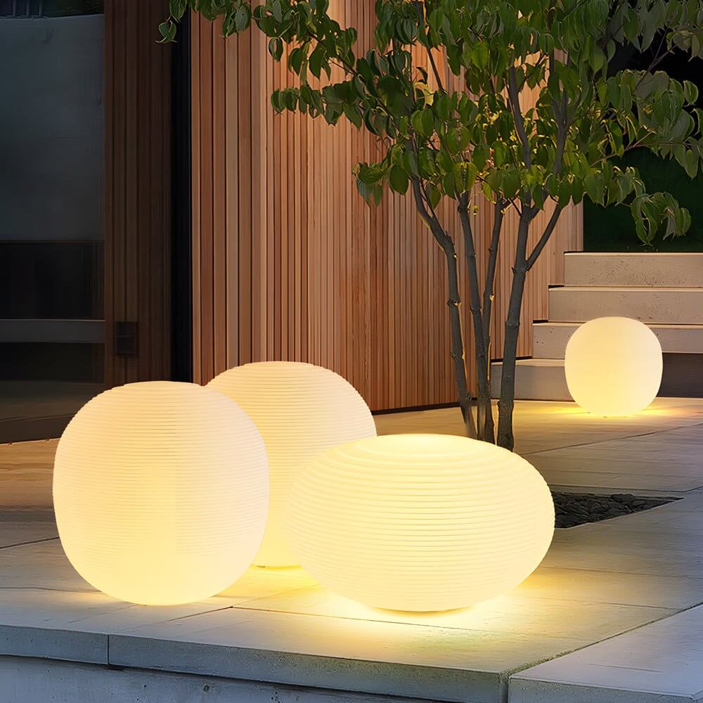 Modern Outdoor Floor Lantern with Warm LED Light – Hardwired Garden Lamp in 13.4" & 15.7"