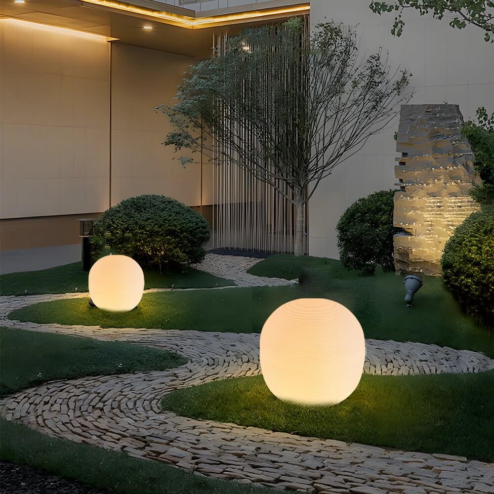 Modern Outdoor Floor Lantern with Warm LED Light – Hardwired Garden Lamp in 13.4" & 15.7"