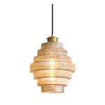 Honeycomb Glass Pendant Light, Mid-Century Modern Ceiling Lamp