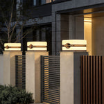 Modern Outdoor Pillar Light in Black Stainless Steel with Warm White LED