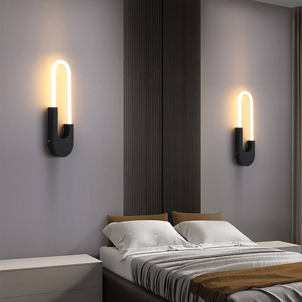 Modern Oval LED Wall Sconce – 16" Tall, Matte Black Finish