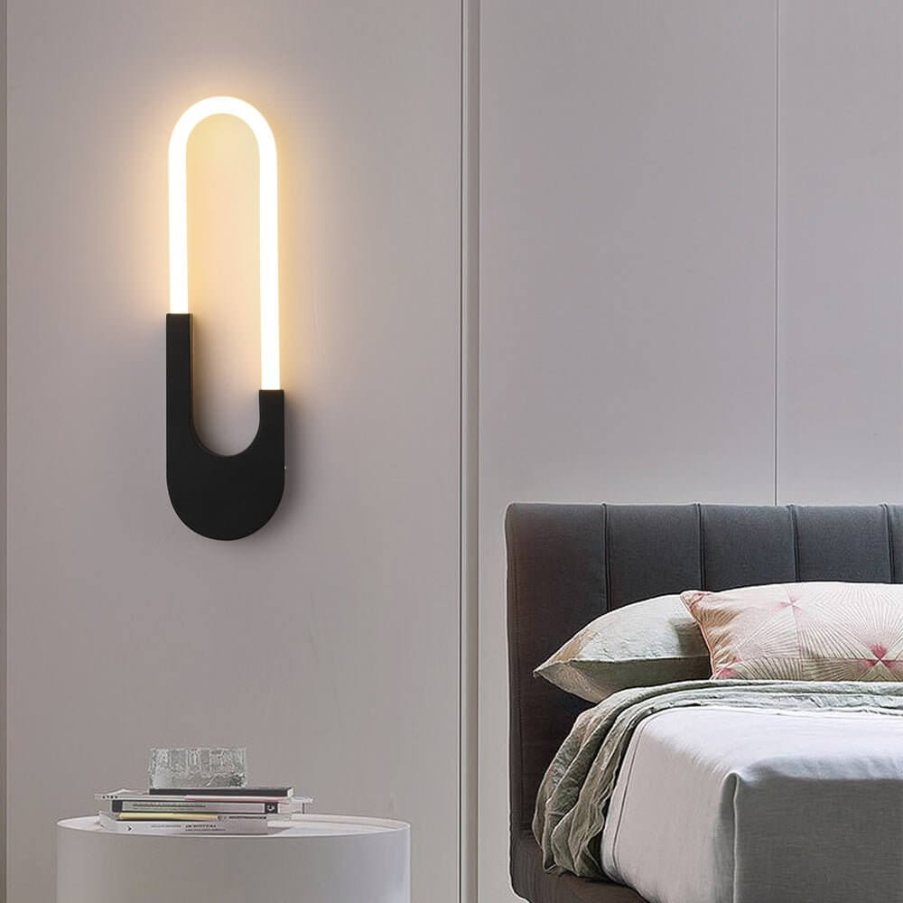 Modern Oval LED Wall Sconce – 16" Tall, Matte Black Finish