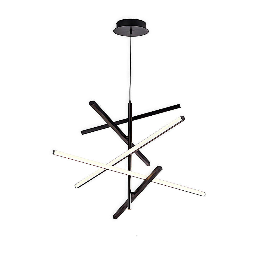 Linear LED Chandelier in Iron – Modern Nordic Pendant for Dining & Kitchen