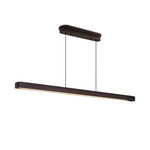 Linear Pendant Light with Walnut Wood Accents, Japanese Minimalist Island Lighting