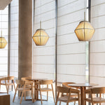Hand-Braided Hemp Rope Pendant Light with Iron Frame, Japanese Retro Style, Adjustable Cord