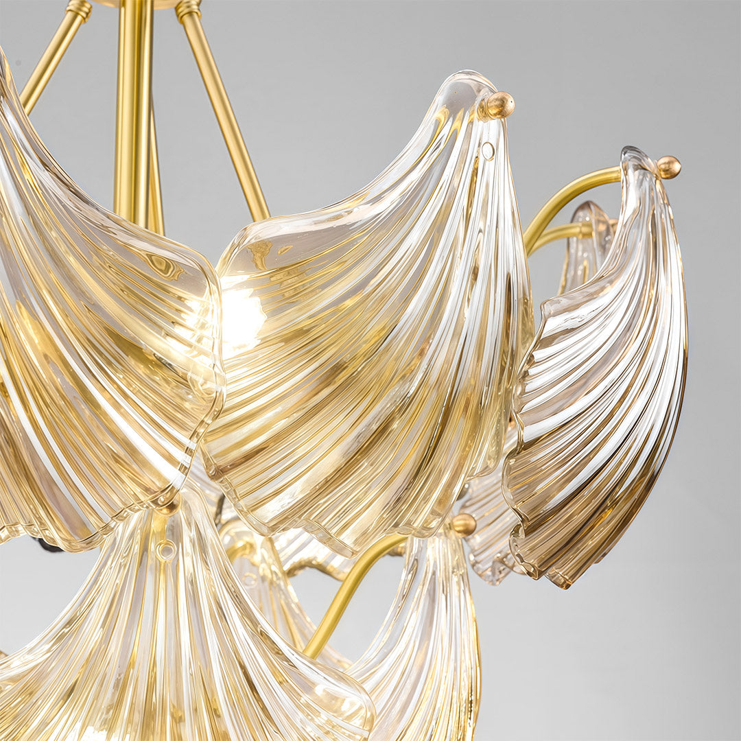 Luxury Copper Glass Chandelier Modern Large Pendant Light for Living Room