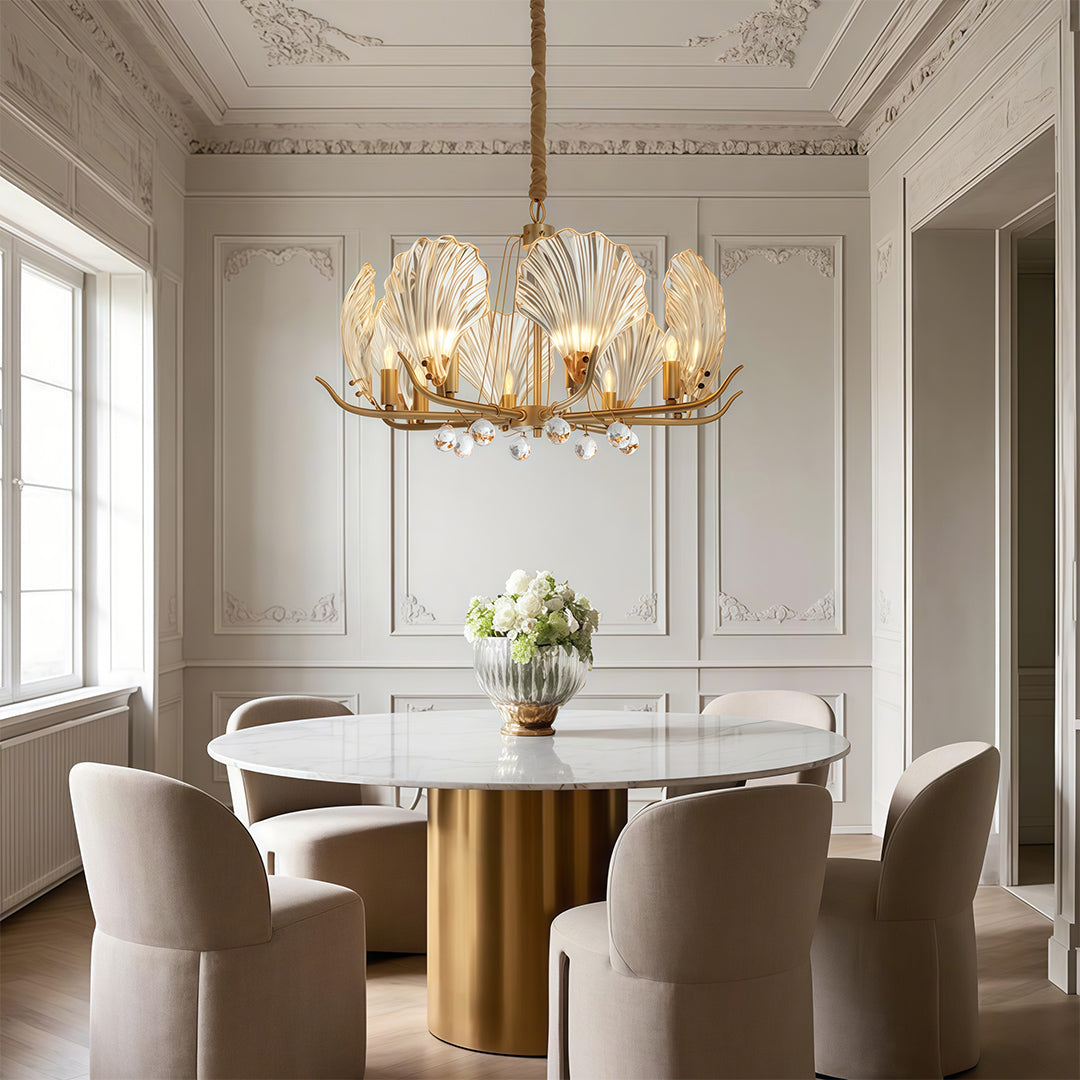 Modern Copper Shell Glass Chandelier for Dining Room and Living Room