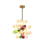 Artisan Colored Glass Chandelier with Brass Frame for Modern Interiors