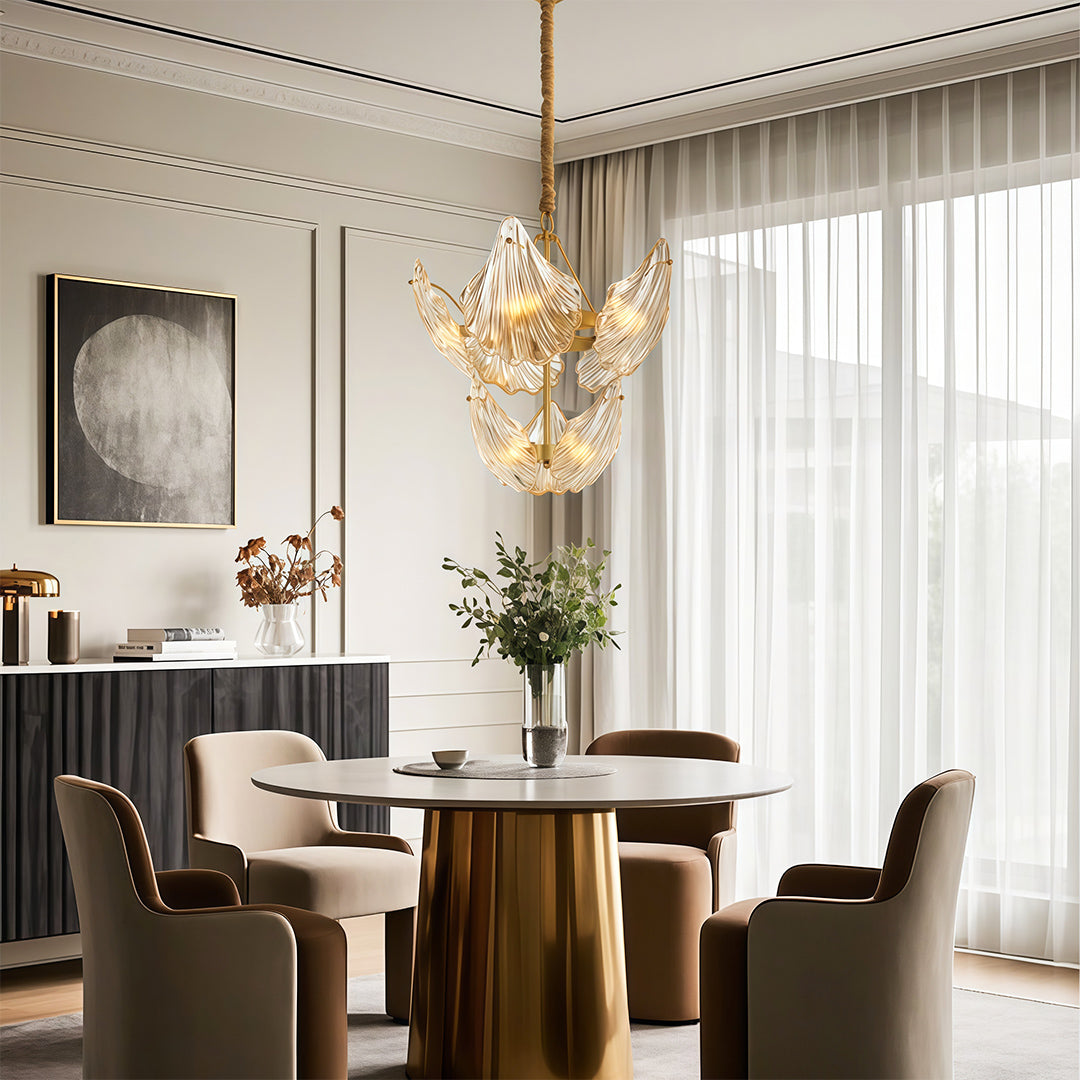 Luxury Copper Glass Chandelier Modern Large Pendant Light for Living Room