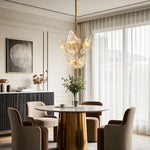 Luxury Copper Glass Chandelier Modern Large Pendant Light for Living Room