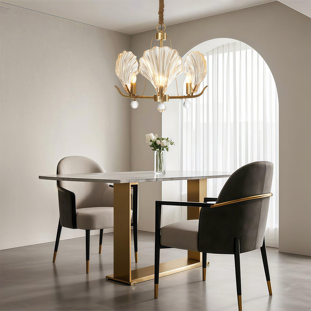 Modern Copper Shell Glass Chandelier for Dining Room and Living Room