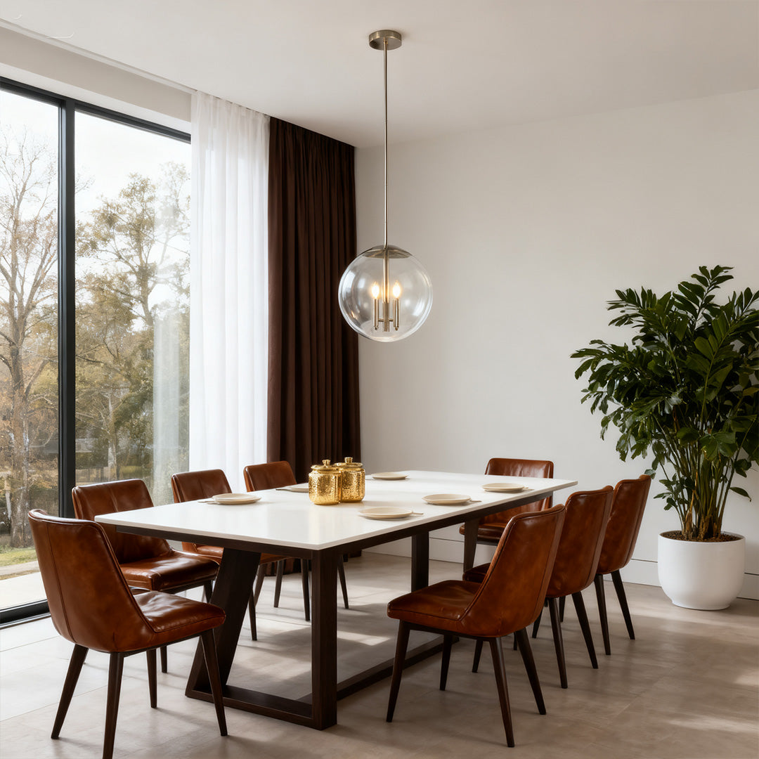 Silver Glass Orb Pendant Light – Modern Adjustable Ceiling Lamp
