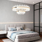 Crackled Glass LED Chandelier with Gold Stainless Steel Frame