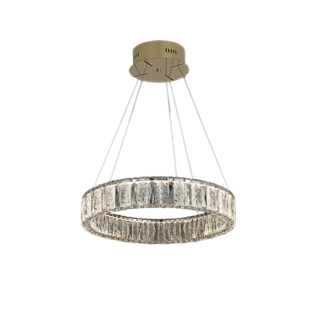 Lumina Ring Chandelier in Gold Stainless Steel and Crystal