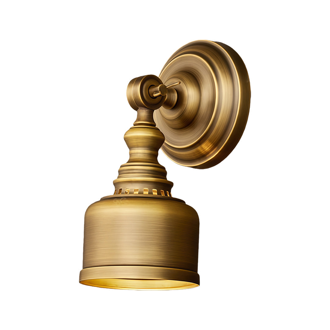American Retro Solid Brass LED Wall Sconce for Bedroom and Living Room