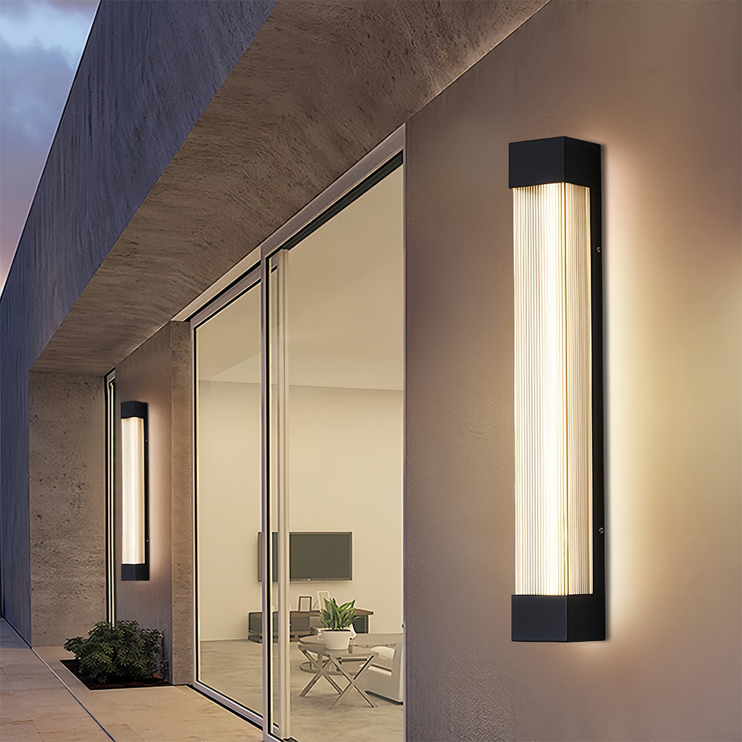 Linear Outdoor Wall Sconce – Waterproof LED Strip Light in Brushed Black