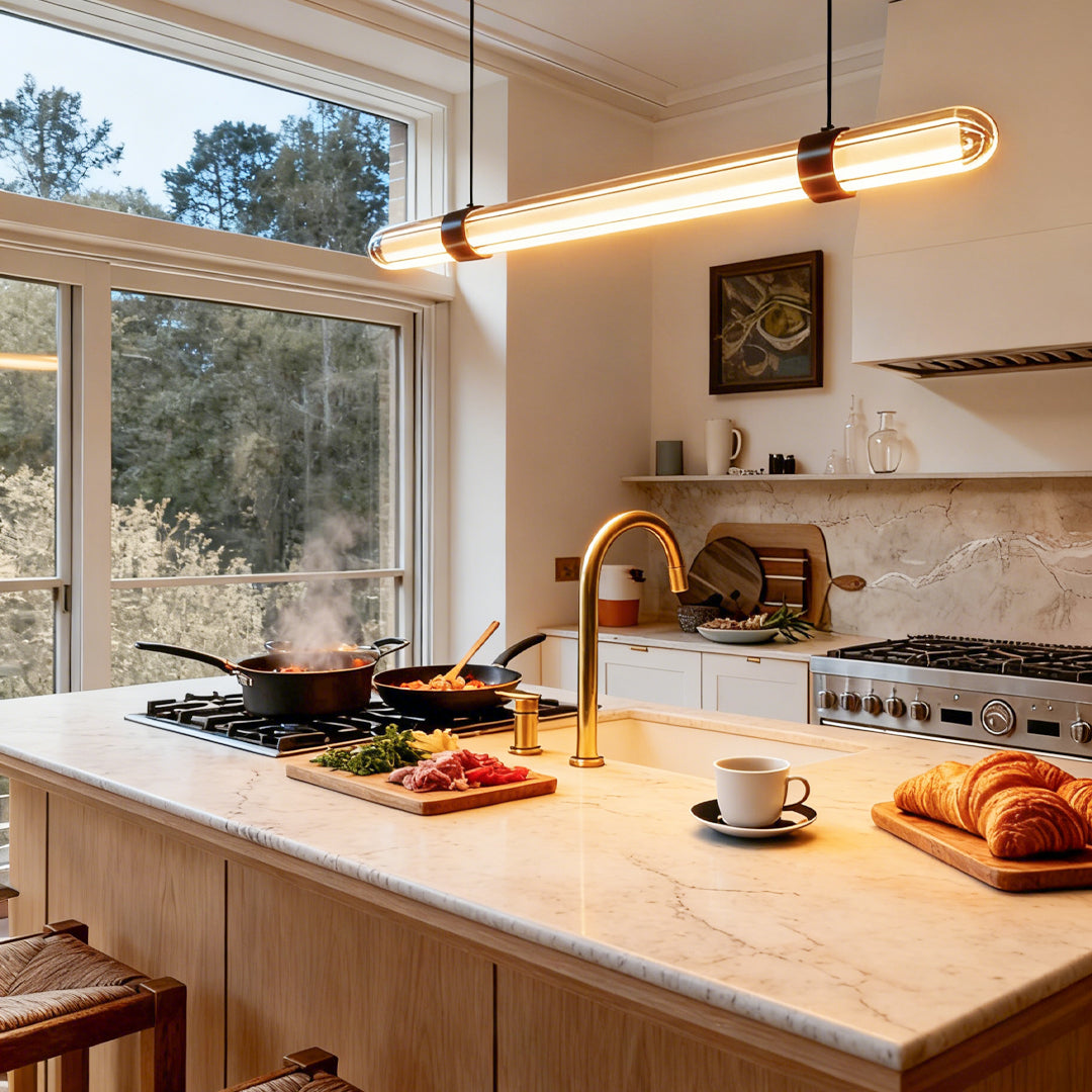 Luce Lineare Modern Italian Linear Suspension Light with Clear Glass