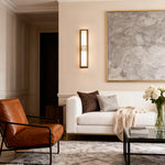 Linear Wall Sconce in Copper and Marble – Modern Minimalist LED Strip Light