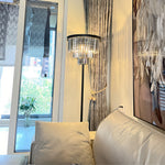 Crystal Floor Lamp with Black Iron Base – American Glamorous Standing Light