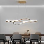 Wavy Double 8-Shaped LED Chandelier with Stepless Dimming, Modern Nordic Pendant Light